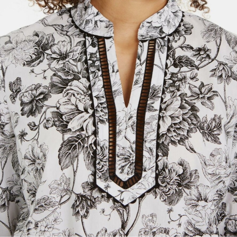 Floral Black and White Blouse